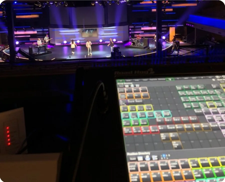 Lighting console, run live from the booth